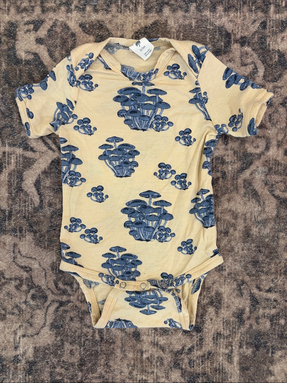 kate quinn Cream Modal One-Piece with Blue Mushroom Print